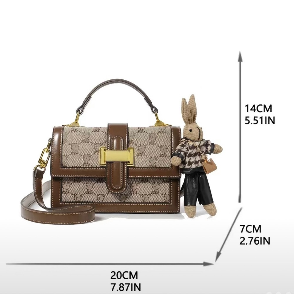 ‼️‼️SOLD OUT Locally ‼️‼️Bear Print Flap Shoulder Bag, Crossbody,Top Handle - Picture 5 of 5